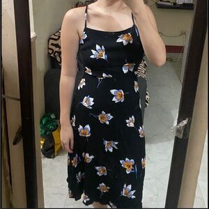 Y2K Floral Black Midi Slip Dress